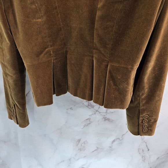 Gap Blazer Womens Small 4 Brown Velvet Vintage Jacket Pleated Stretch Cognac Y2K - Picture 7 of 10